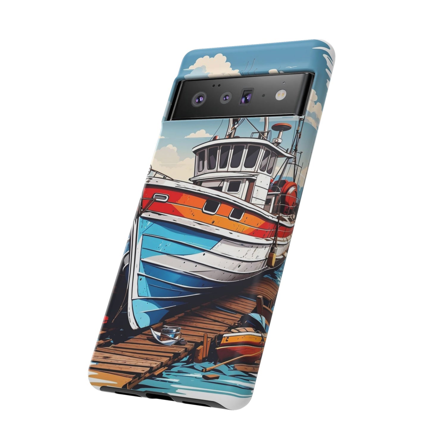 Colorful Fishing Boat Phone Case | Nautical Gift, Marine Design, Coastal Aesthetic, Summer Vibes, Sea Lover's Accessory