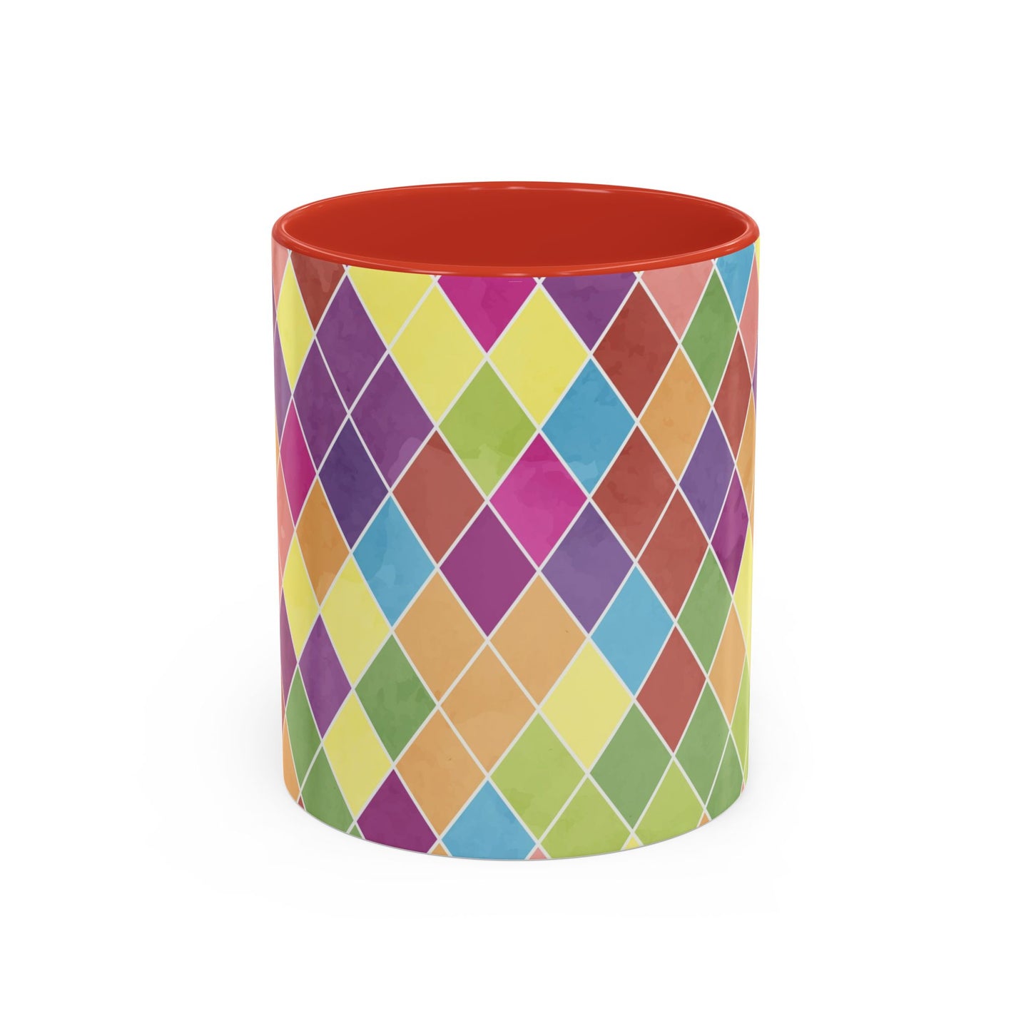 Colorful Diamond Pattern Coffee Mug, Coffee Lover Gift, Bright Kitchen Decor, Artistic Mug, Vibrant Drinkware