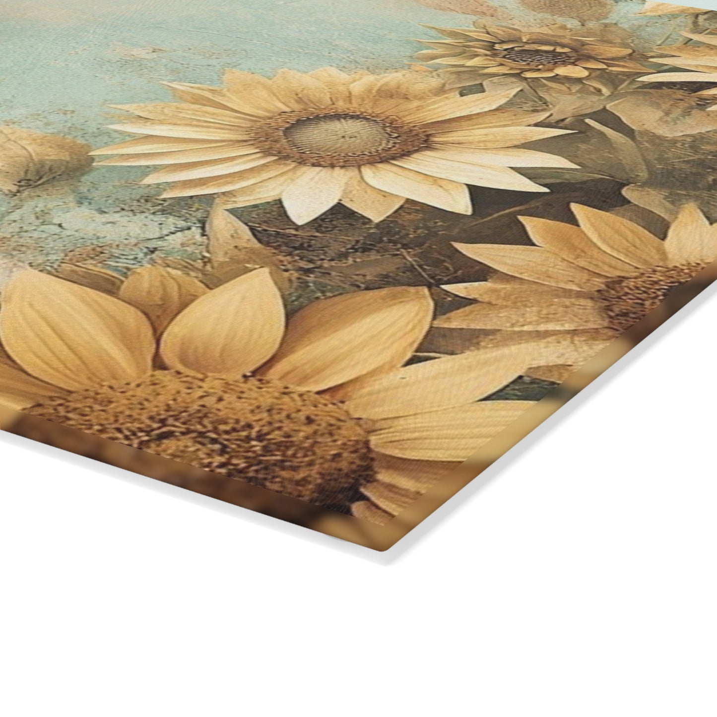 Sunflower Glass Cutting Board, Decorative Kitchen Gift, Farmhouse Decor, Wedding Gift, Sunflower Art, Cooking Tools