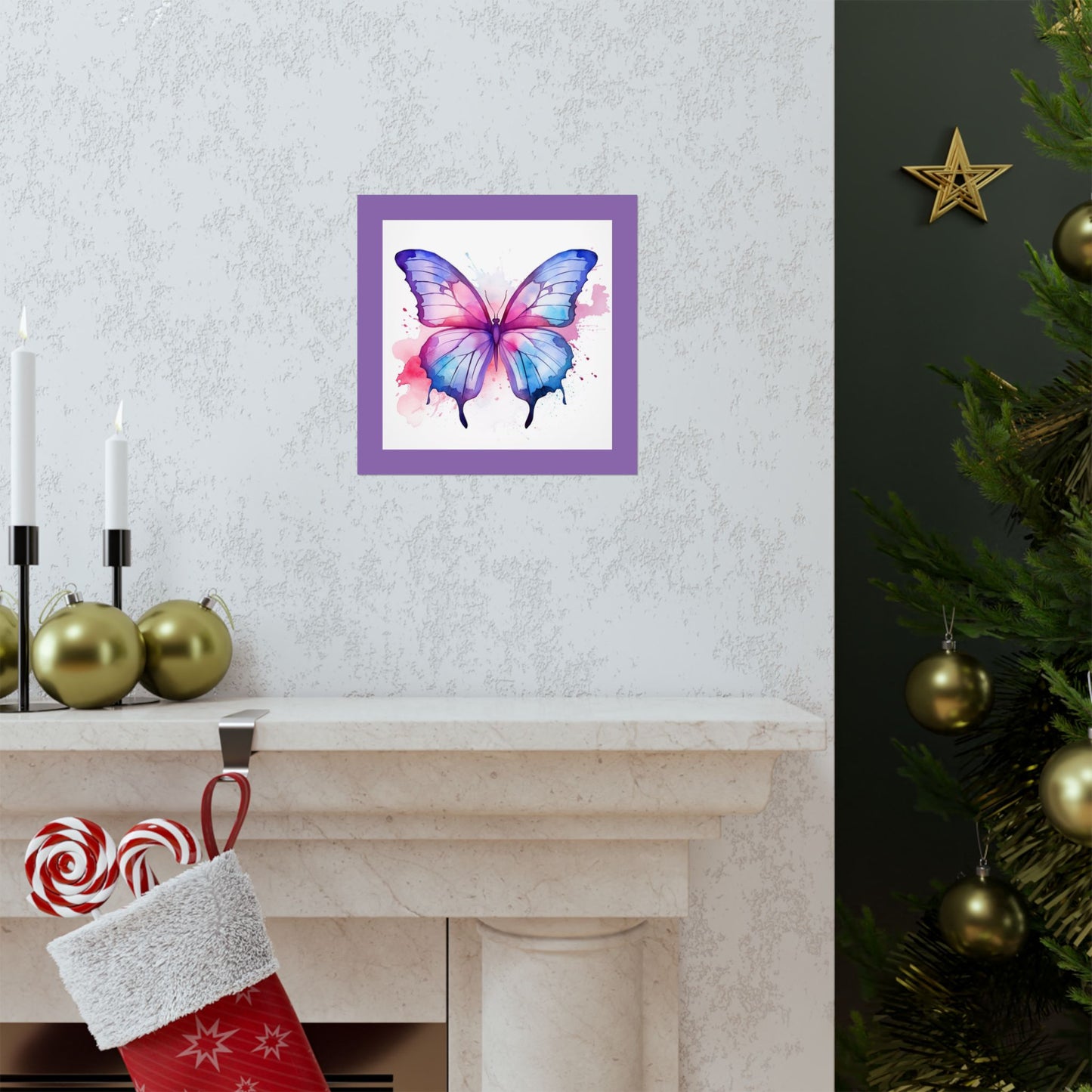 Butterfly Watercolor Matte Poster — Purple Vertical Art Print