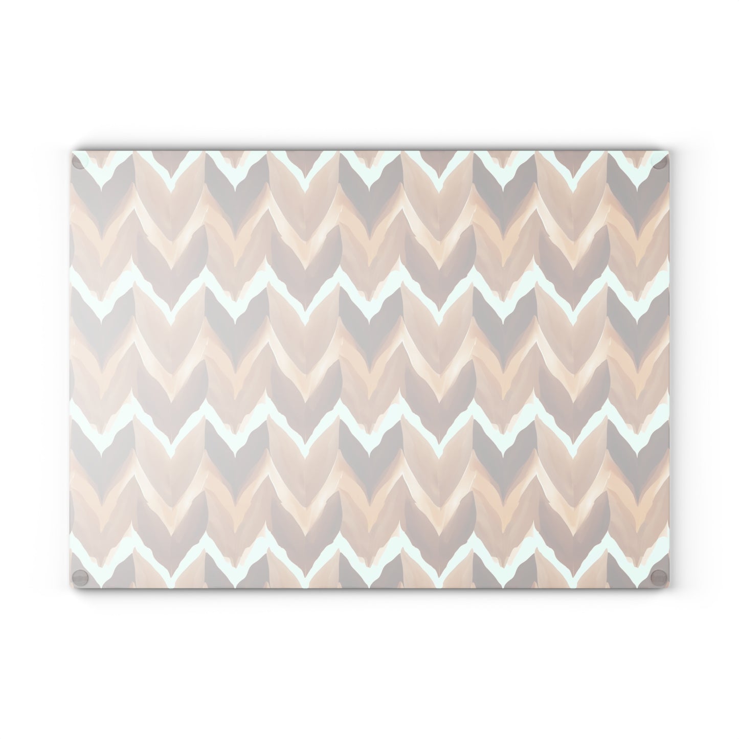 Chevron Brown Glass Cutting Board — Rustic Neutral Kitchen Prep Surface