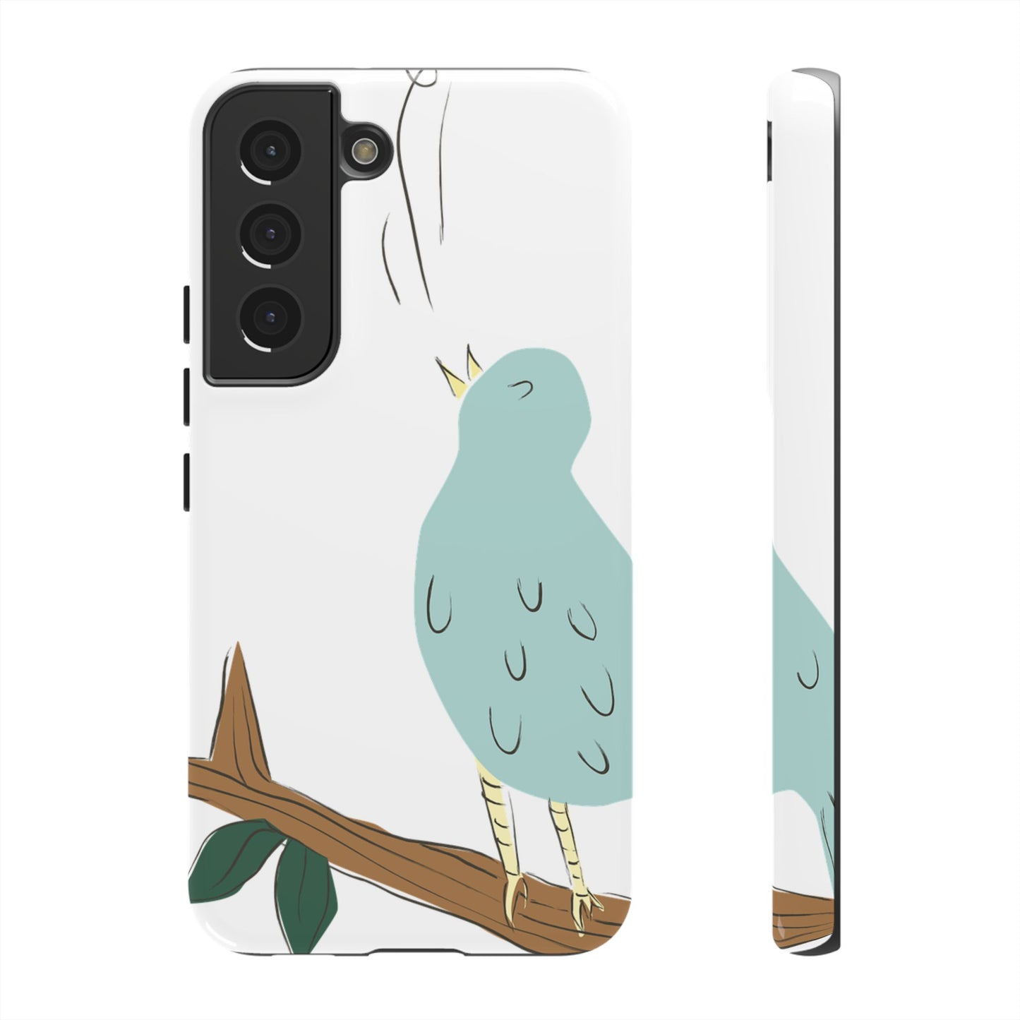Birdsong Phone Case — Cute Blue Bird on Branch Protective Case