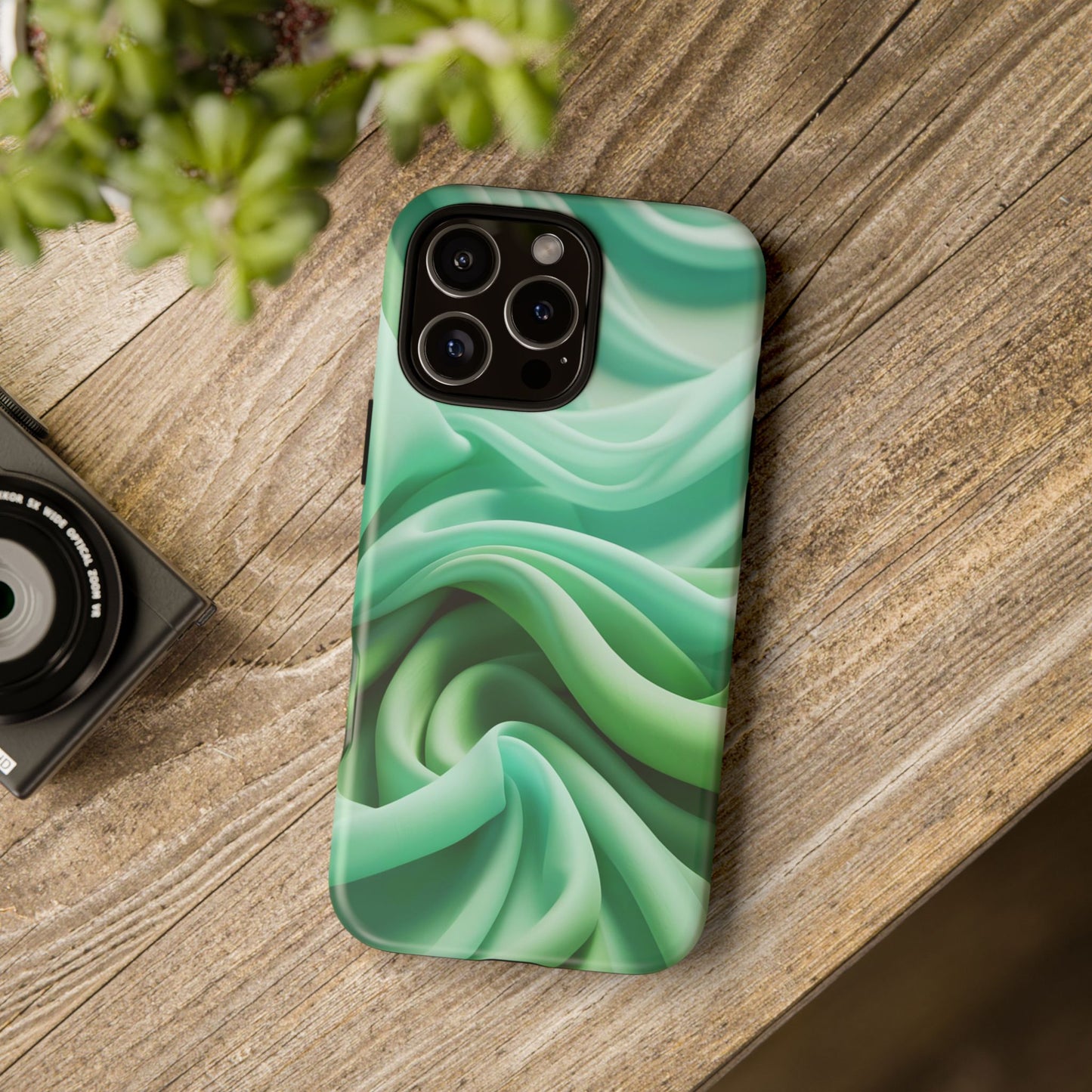 Stylish Phone Case, Tough Case, Green Abstract Design, Cell Phone Cover, Unique Gift, Trendy Accessory