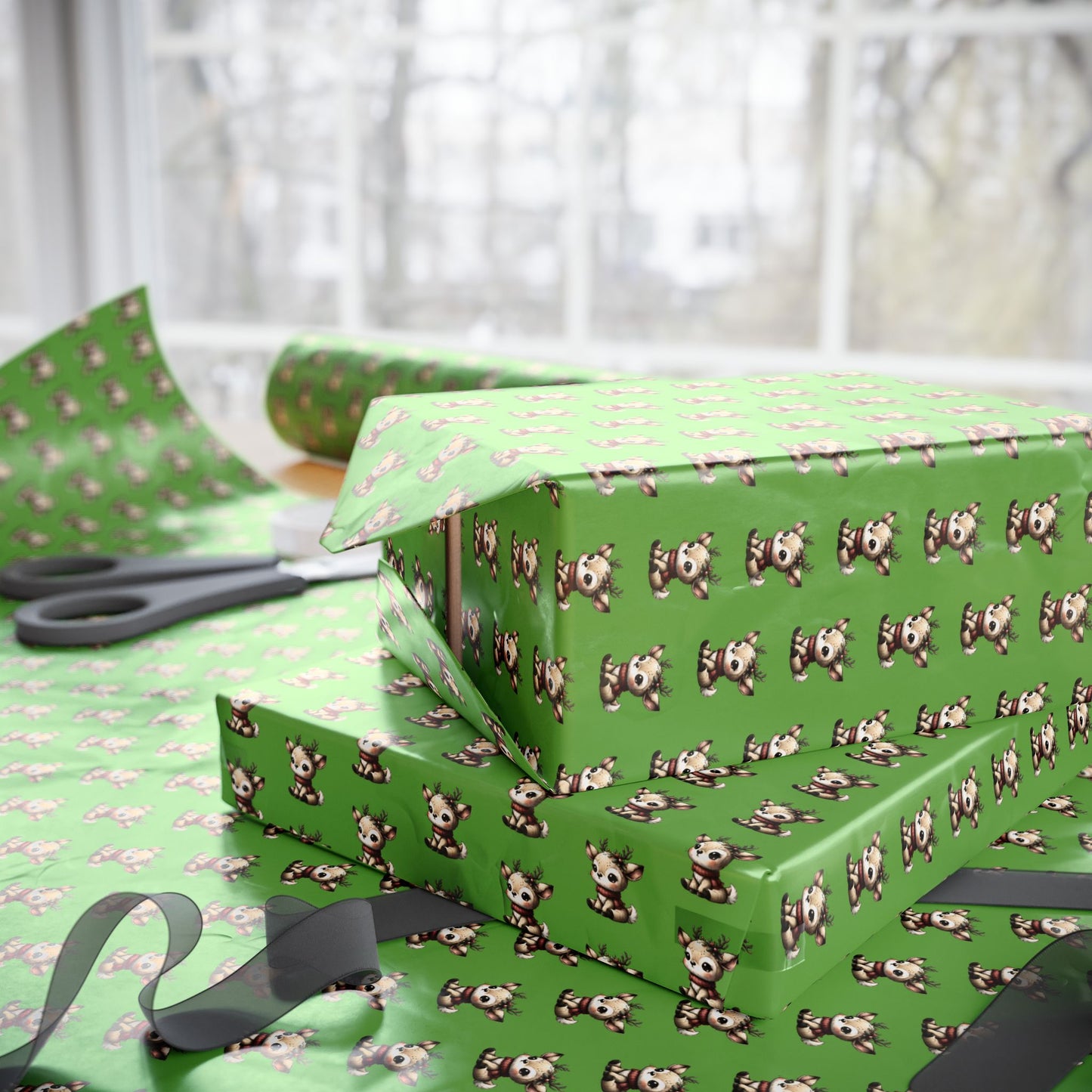 Wrapping Paper — Green Cute Dog Pattern Gift Wrap (Pet Lover Holiday & Birthday)