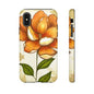 Floral Phone Case with Orange Flower Design, Tough Phone Cover, Floral Gift, Stylish Tech Accessory, Nature Lovers, Spring Vibes
