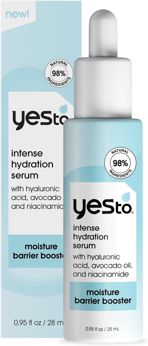 Yes To Intense Hydration Serum, Locks In Moisture and Helps Support Skin's Barrier Against Environmental Damage, Hyaluronic Acid, Avocado Oil and Vitamin B, Natural, Vegan & Cruelty Free, 0.95 Fl Oz
