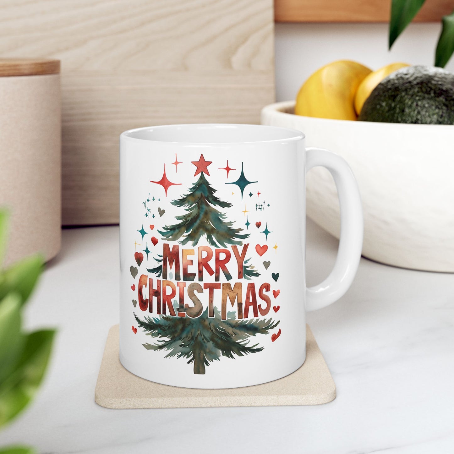 Festive Christmas Mug, Holiday Gift, Hot Cocoa Cup, Merry Christmas Beverage Container, Winter Decor, Family Gatherings