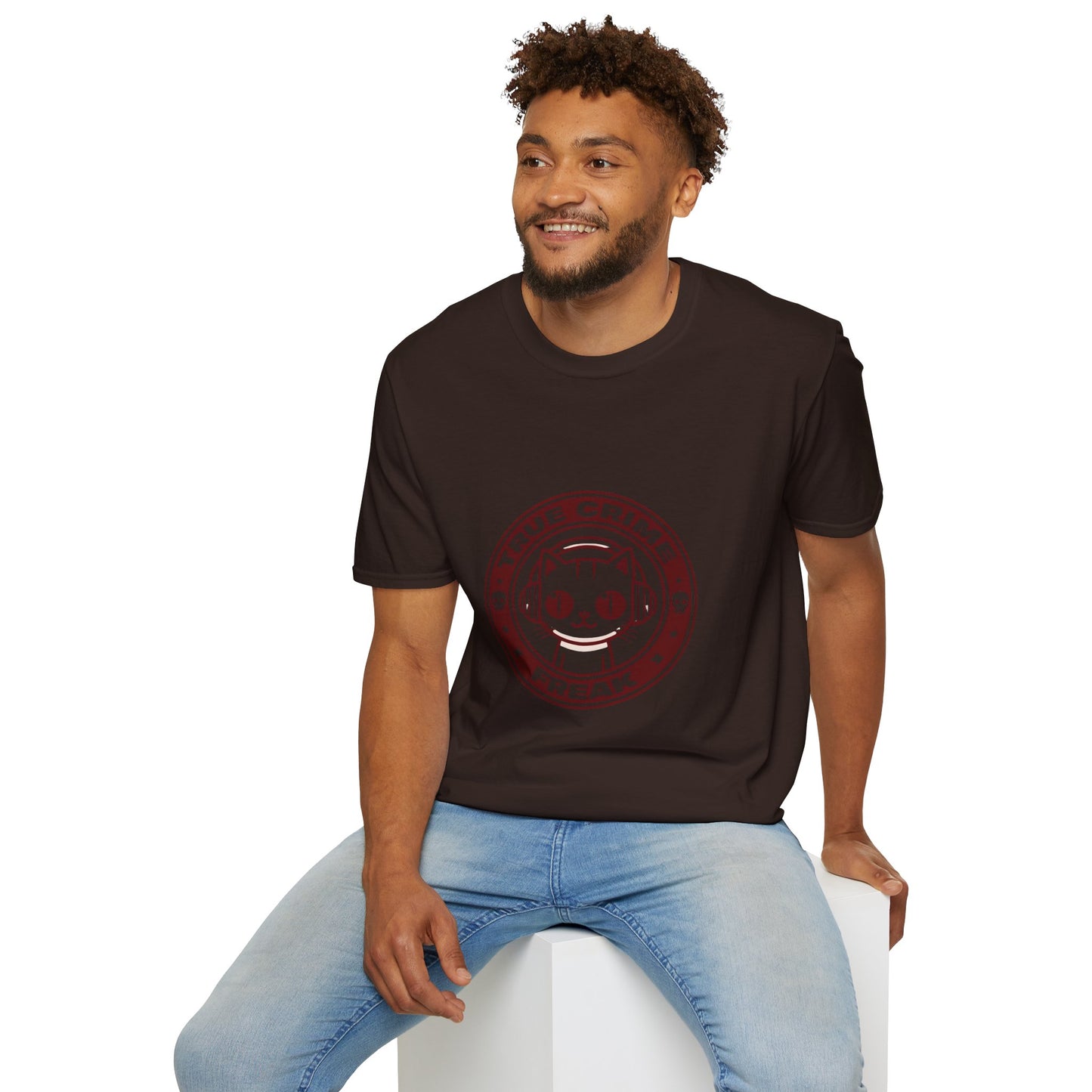 True Crime Freak Cat T-Shirt – Cute Kitty Badge Tee for True Crime Fans