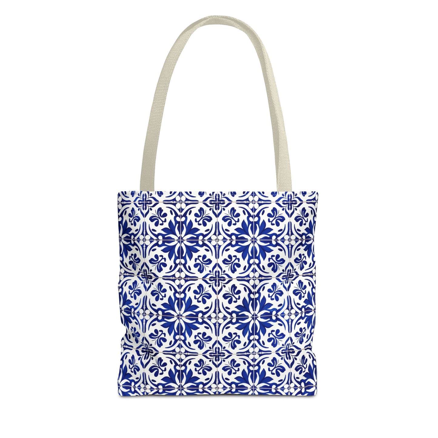 Blue Moroccan Tile Tote Bag - All-Over Print Patterned Market Tote