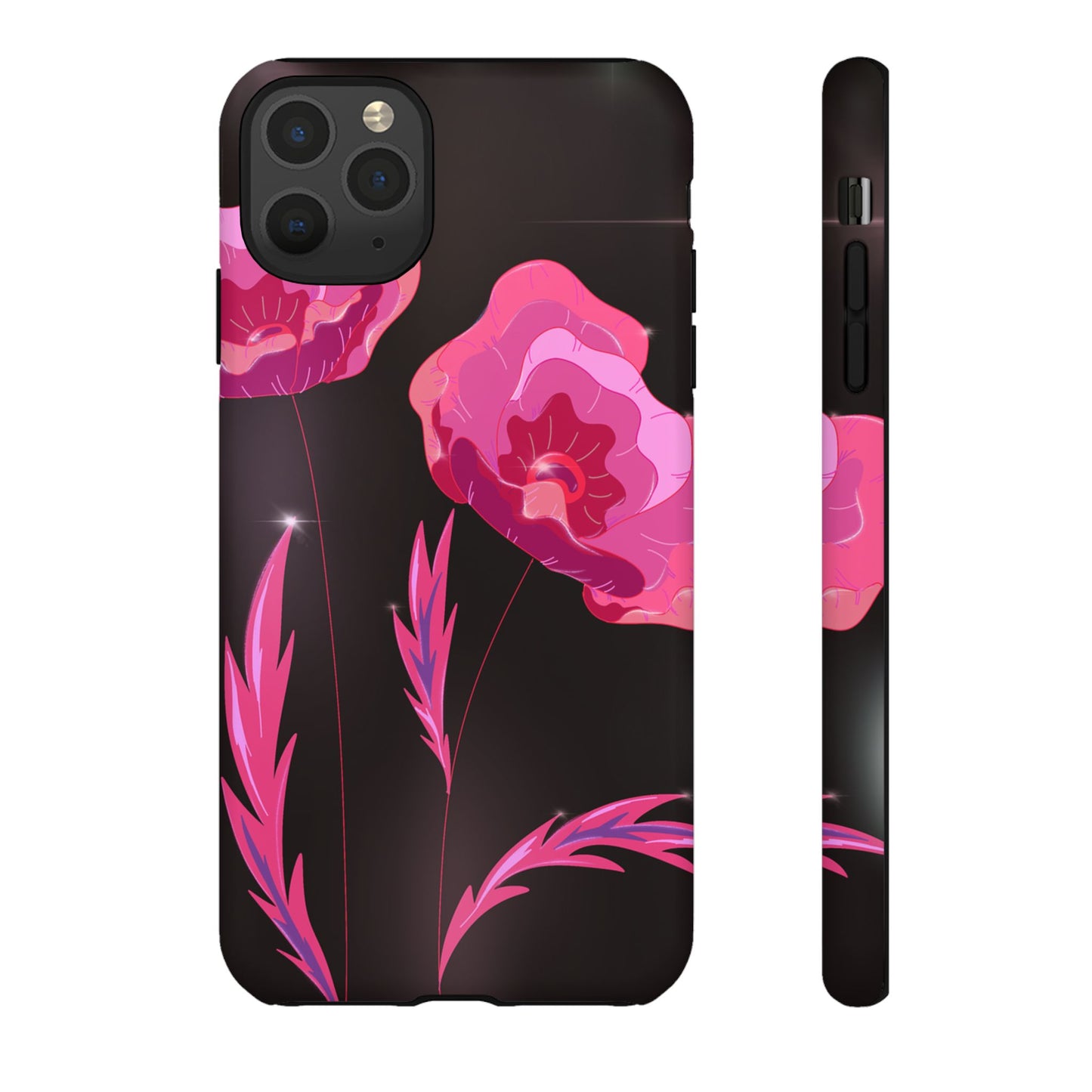 Floral iPhone Case | Tough Cases with Pink Poppy Design, Elegant Flower Phone Cover, Gift for Her, Spring Accessories, Chic Tech