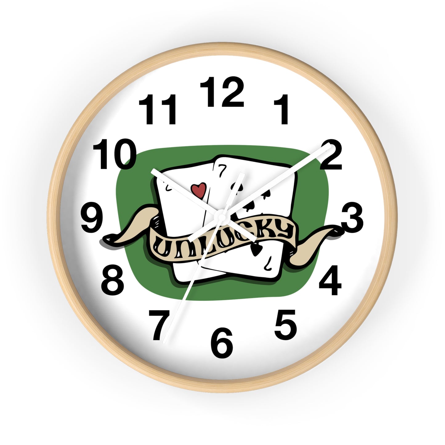 Vintage Playing Cards Wall Clock | Unlucky Tattoo Style Poker Design