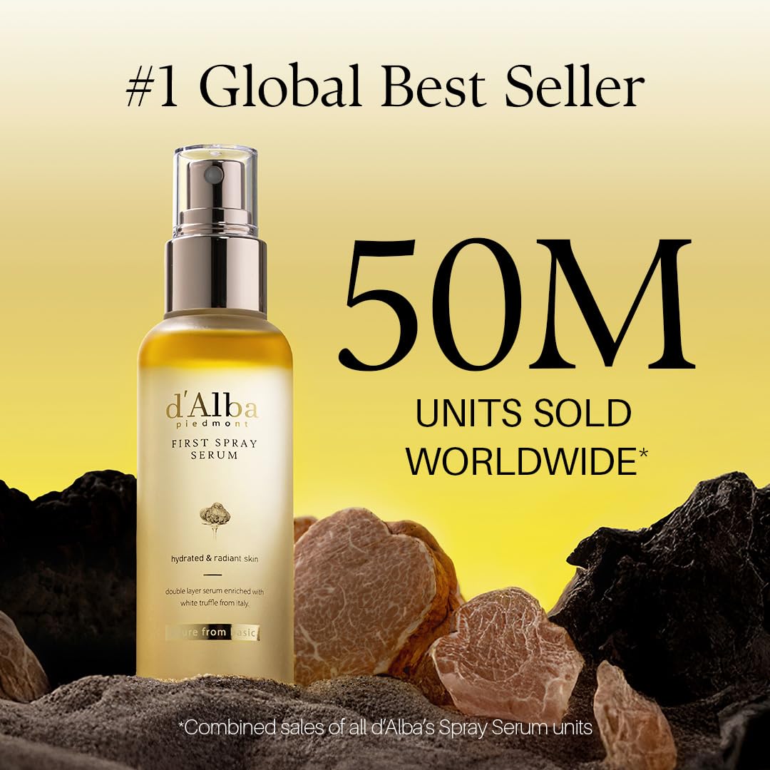 d'alba Piedmont Italian White Truffle First Spray Serum, Vegan Skin Care, Hydrating Face Moisturizer, Glow Serum for Radiant Skin, Non Comedogenic, All In One Mist (1.69 fl oz.)