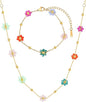 Bohemian Beaded Necklace and Bracelet Set for Women, Colorful/Pink/Green/Rose