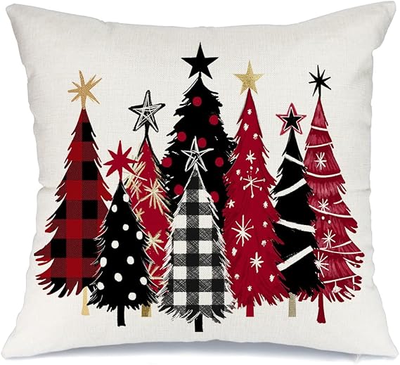 Christmas Pillow (with or w/o inserts)18X18 Inch Watercolor Christmas Tree Stars
