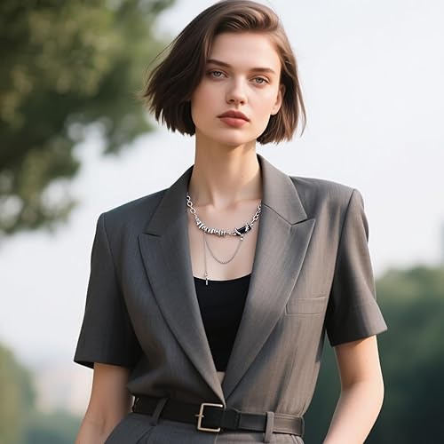 Y2K Necklace for Men, Silver Star and Moon Pendant Necklace for Women, Stainless Steel Cool Necklaces Punk Necklaces Jewelry