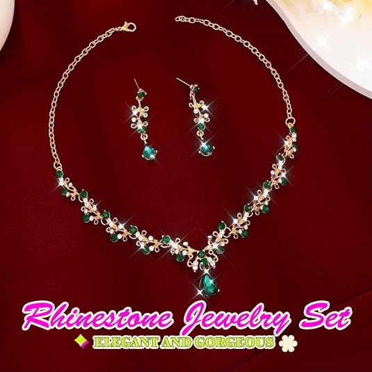 JAKAWIN Bride Silver Bridal Necklace Earrings Set Rhinestone Wedding Jewelry Set