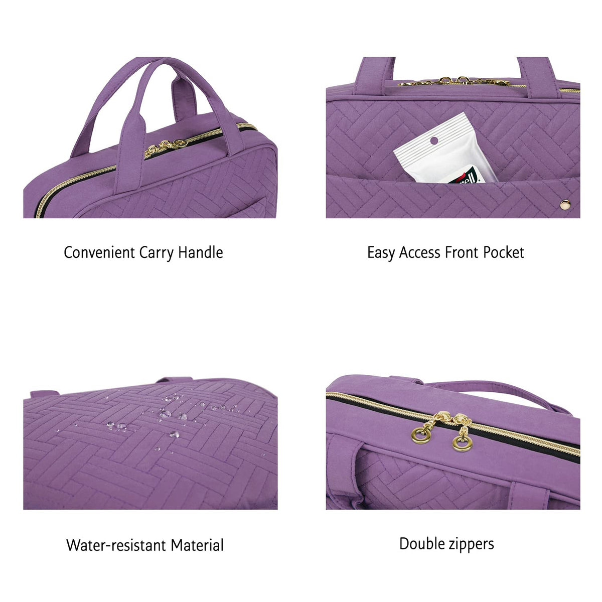 BAGSMART Toiletry Bag Travel Bag with Hanging Hook, Water-resistant Makeup Cosmetic Bag Travel Organizer for Accessories, Shampoo, Full-size Container, Toiletries