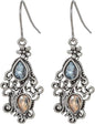 Bohemian Vintage Silver Openwork Teardrop Dangle Earrings - Women's Crystal