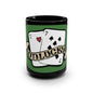 Unlucky Cards Black 15oz Mug — Retro Tattoo-Style Playing Cards Design
