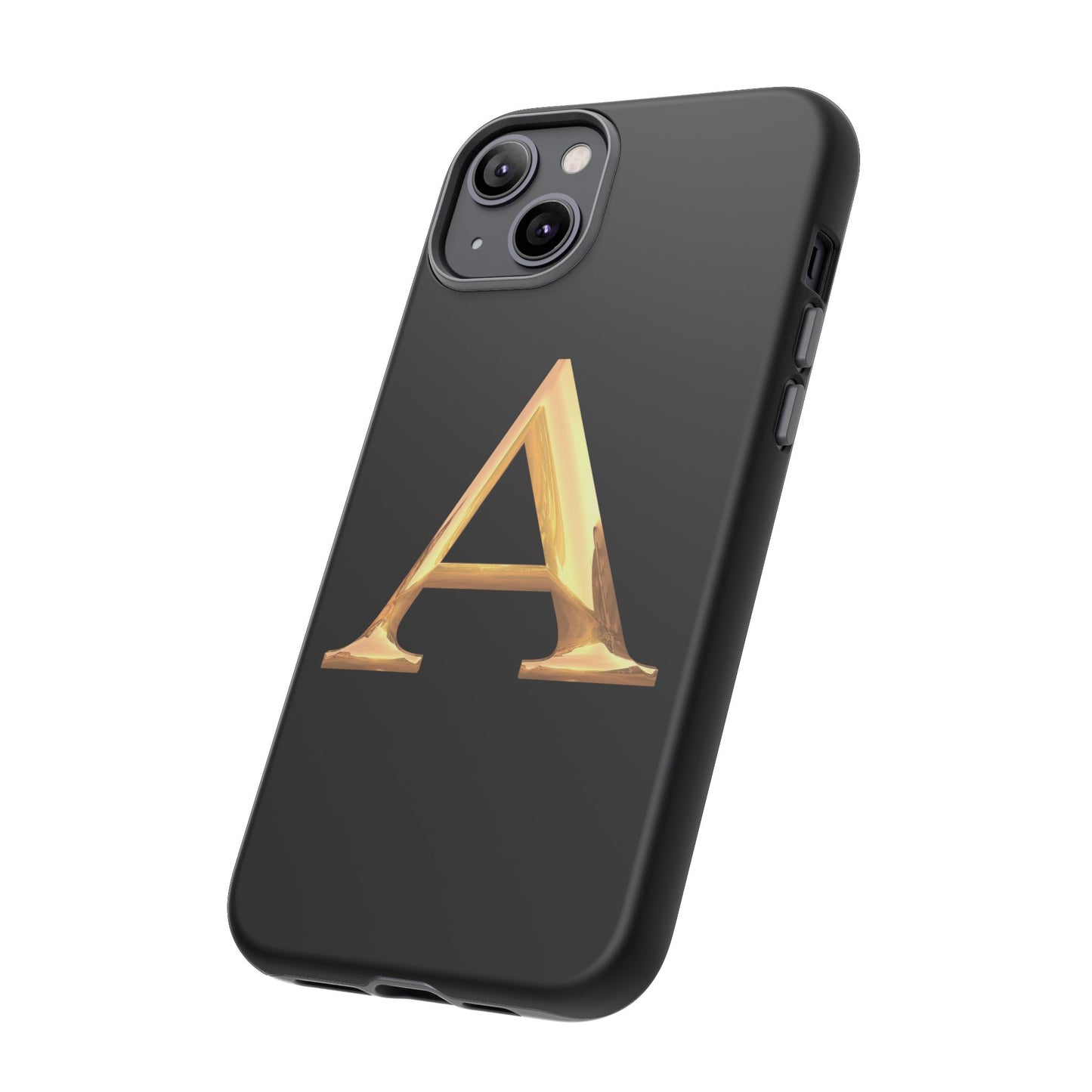 Custom Phone Case with Gold Letter A, Monogrammed Gift, Tough Protective Case, Personalized Phone Accessory, Unique Phone Cover