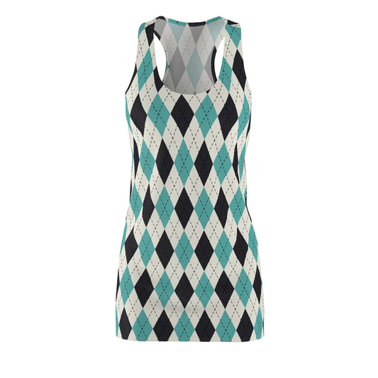 Stylish Argyle Women's Racerback Dress, Perfect for Summer, Beach, and Casual Outings, Trendy Floral Print Dress, Everyday Wear