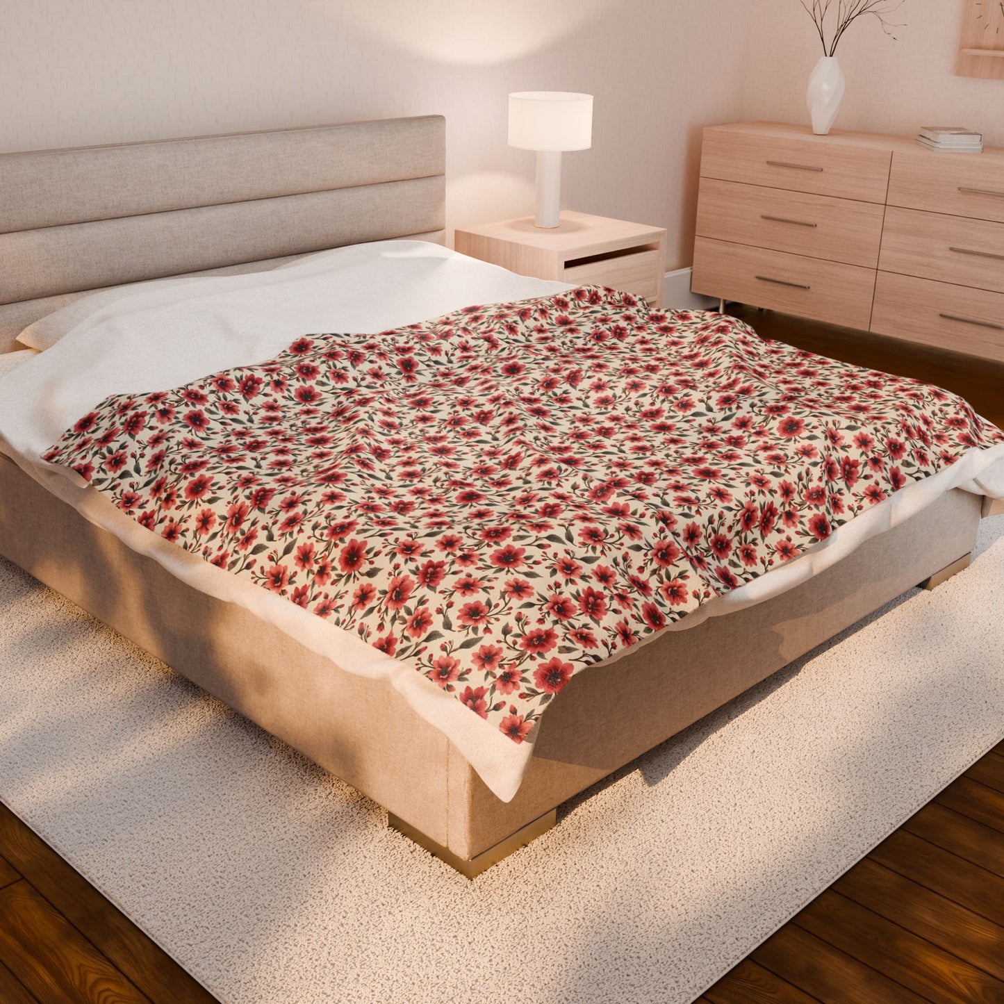 Cozy Floral Velveteen Plush Blanket | Perfect for Home Decor, Gifts, Couch, Travel, Holidays, Soft Throw for Relaxation