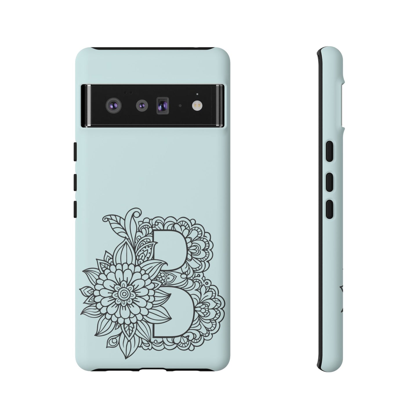 Personalized Tough Phone Case- Letter B, Floral Monogram Cell Phone Cover, Custom Protective Case, Unique Gift, Birthday, Graduation