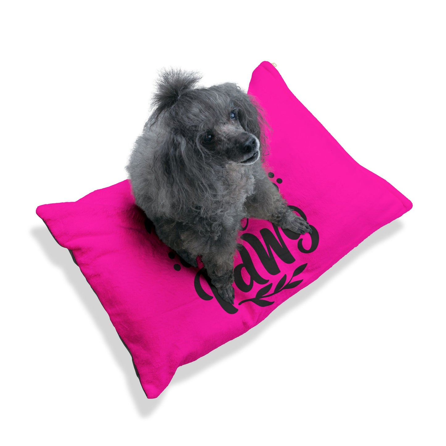 Pet Bed — "Love Has Four Paws" Fuchsia Plush Dog & Cat Bed