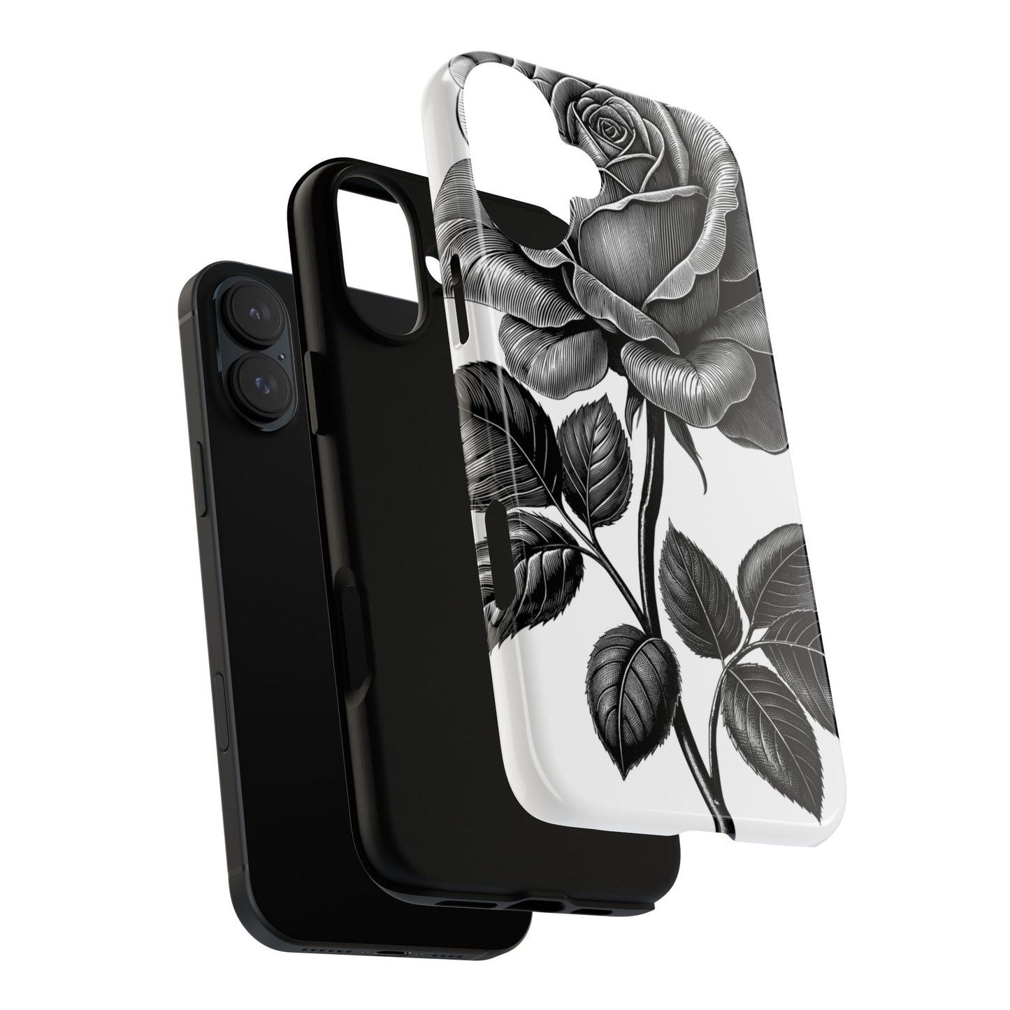 Elegant Floral Phone Case - Tough Cases, Black Rose Design, Floral Phone Cover, Stylish Phone Accessory, Gift for Her, Mother's Day