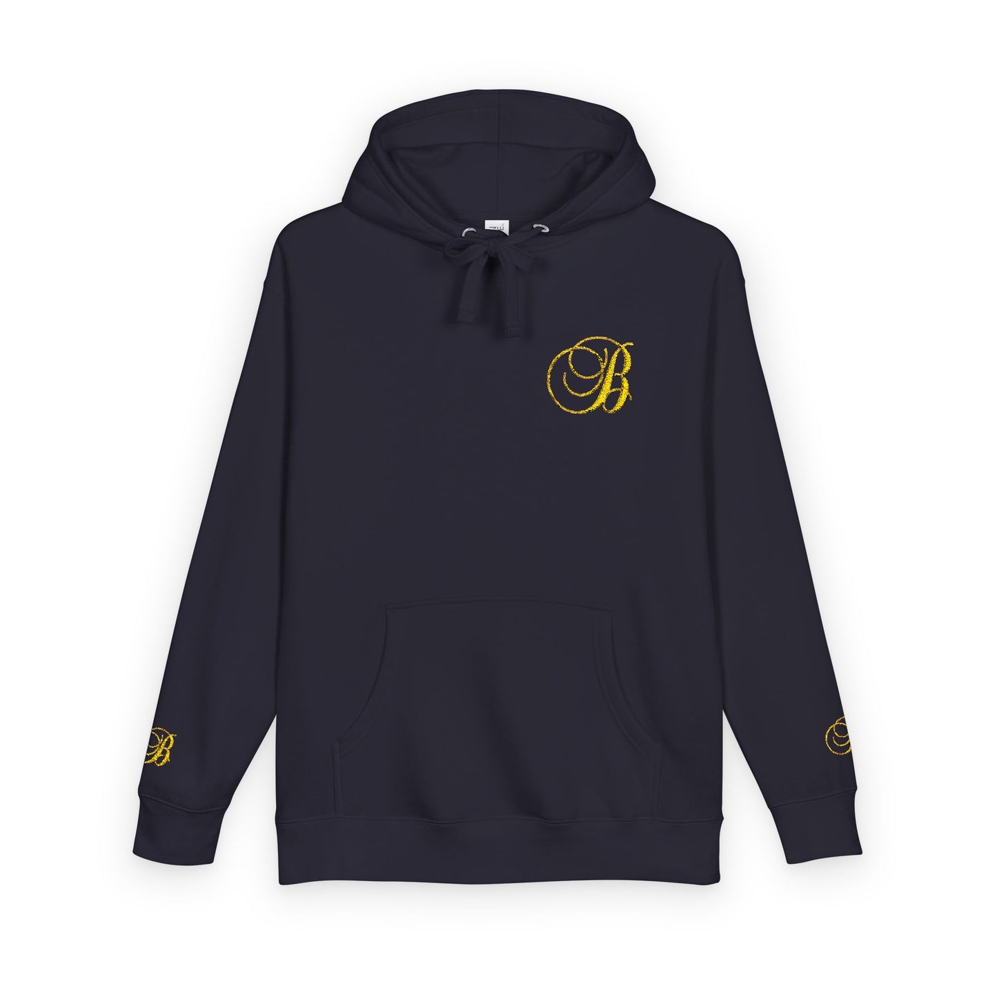 Coral Gold Floral Initial Hoodie — Monogram 'B' Casual Pullover