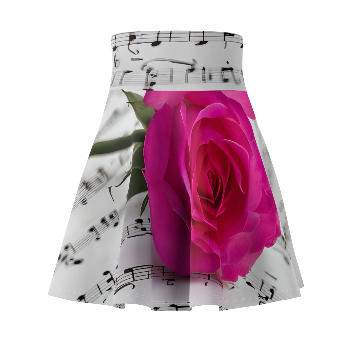 Floral Music Note Skater Skirt, Elegant Skirt for Concerts, Gifts for Music Lovers, Dance Wear, Spring Fashion
