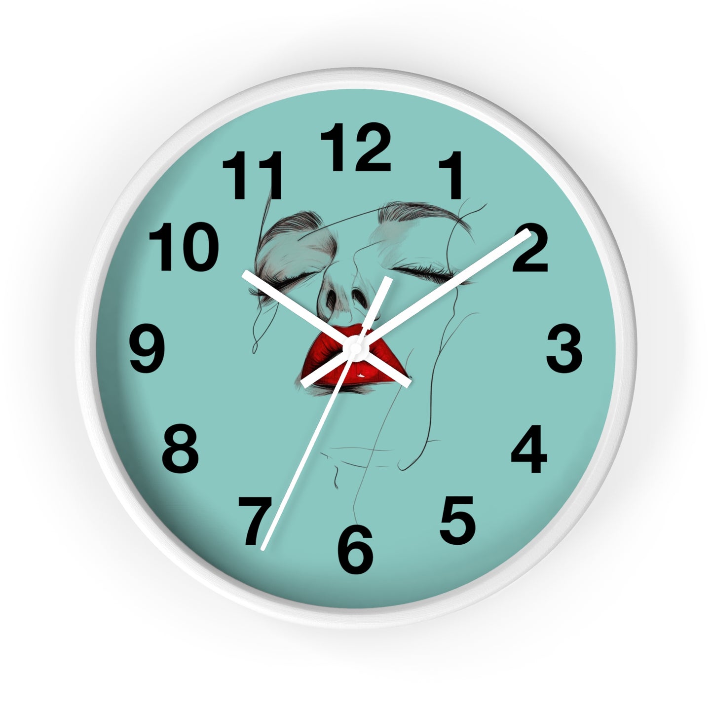 Modern Art Wall Clock - Abstract Lips Design, Home Decor, Gift for Her, Unique Wall Decor, Feminine Artwork, Stylish Timepiece