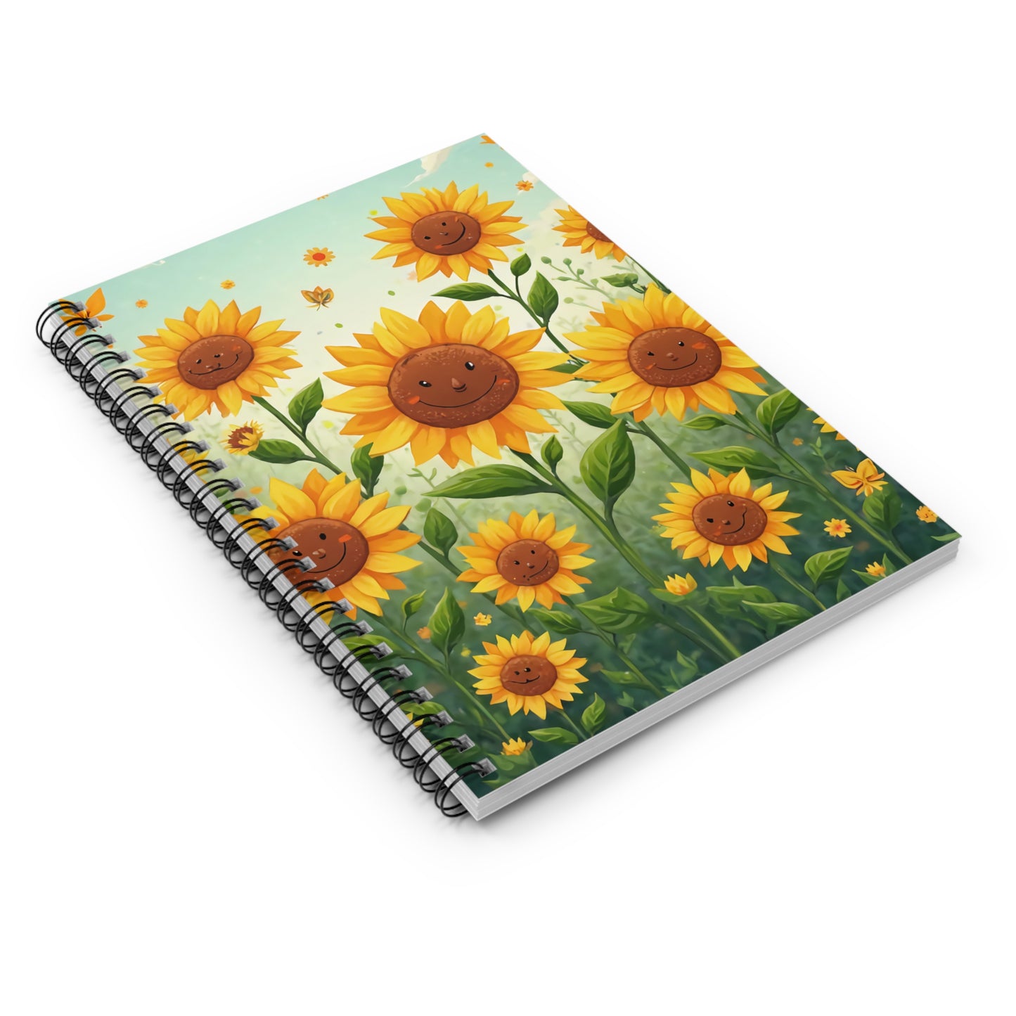 Cheerful Sunflower Spiral Notebook - Ruled Line, Cute Journal, Floral Notepad, Gift for Students, Bright Garden Design, Spring Decor