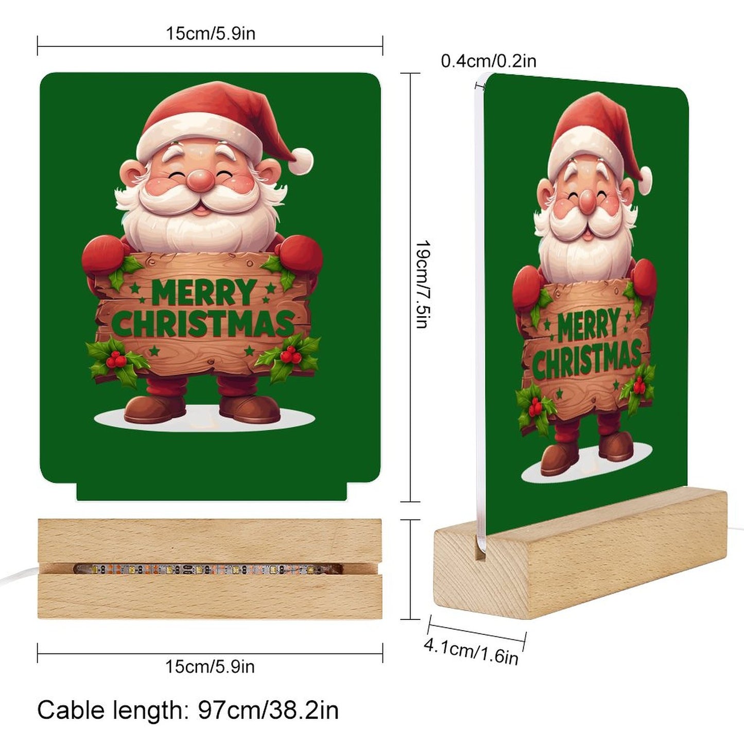 Acrylic Photo Night Light with Wooden Base