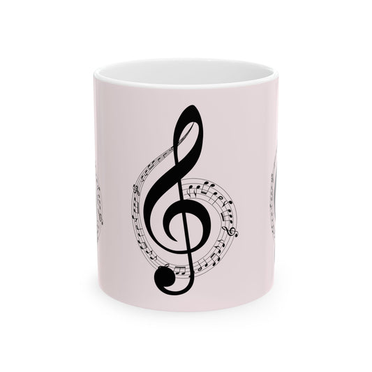 Musical Treble Clef Ceramic Mug — Sheet Music Coffee Cup (11oz & 15oz)