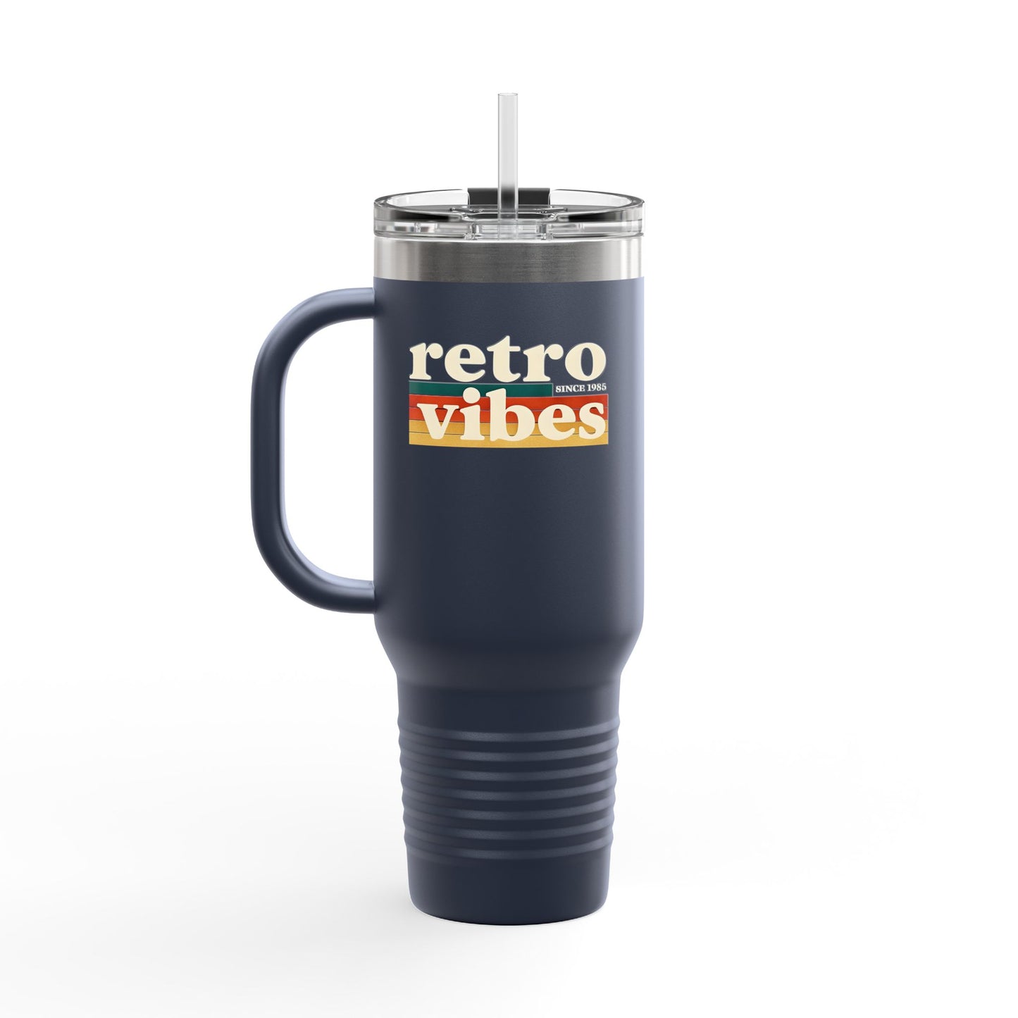 Retro Vibes Insulated 40oz Travel Mug | Fun Travel Cup for Coffee Lovers, Perfect for Road Trips, Picnics, Gifts