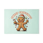 Gingerbread "Sweet Greetings" Glass Cutting Board — Festive Holiday Kitchen Decor