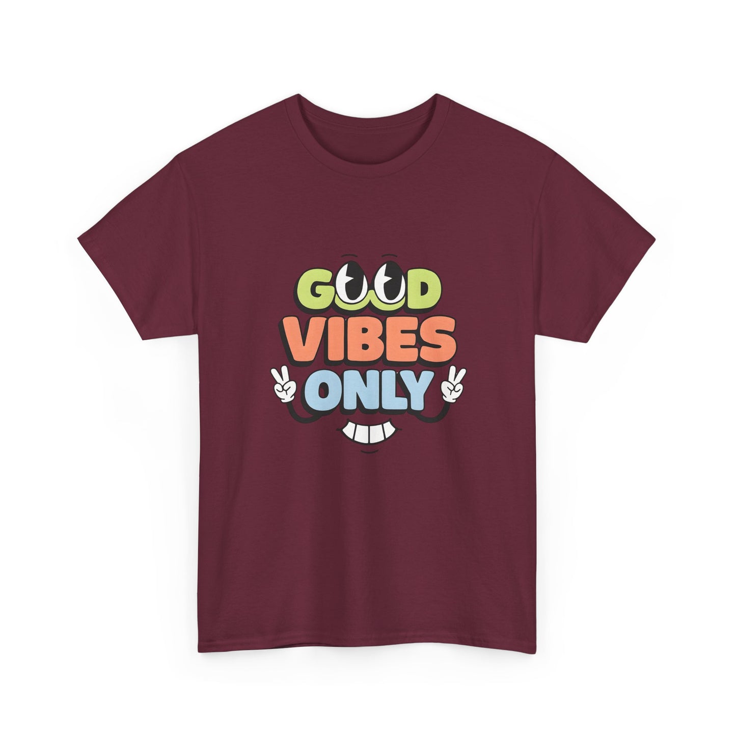 Good Vibes Only Unisex Heavy Cotton Tee, Casual Tee, Positive Message Shirt, Summer Fashion, Gift for Friends, Outdoor Wear