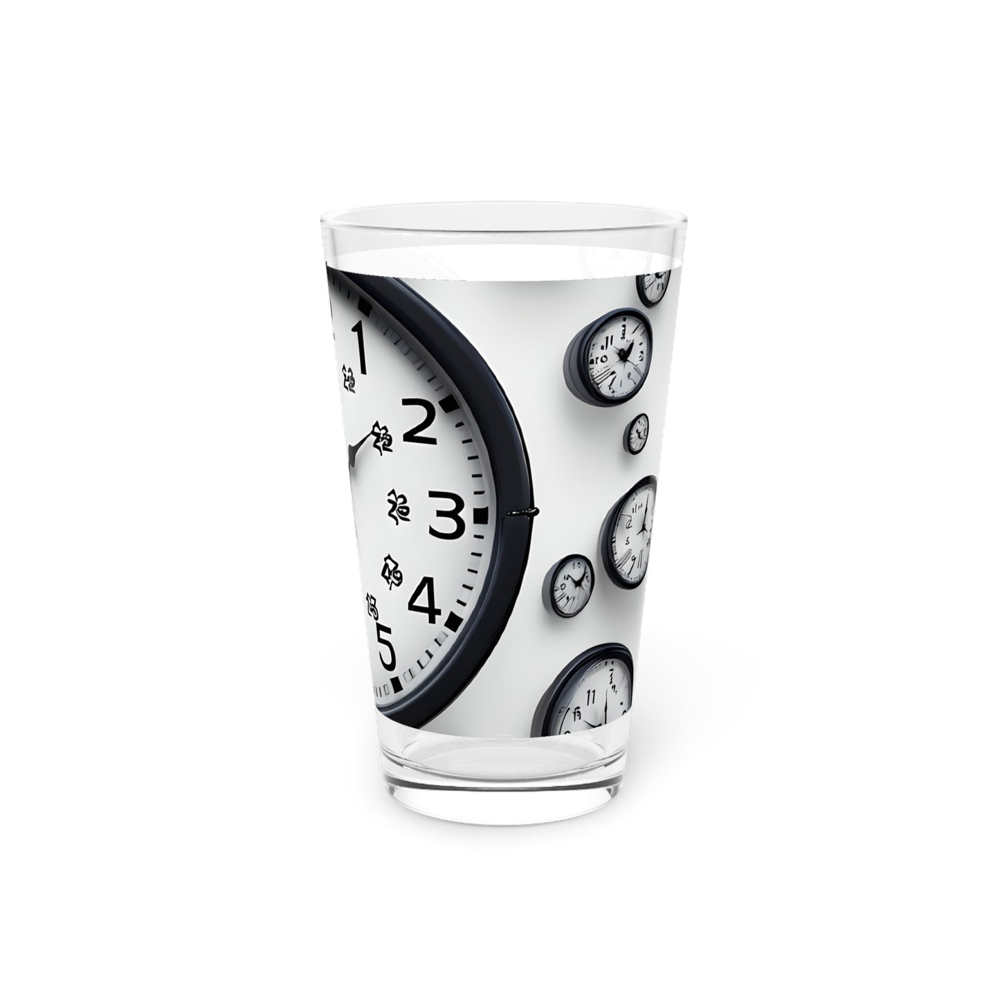 Clock Design Pint Glass, Unique Gift for Barware Lovers, 16oz