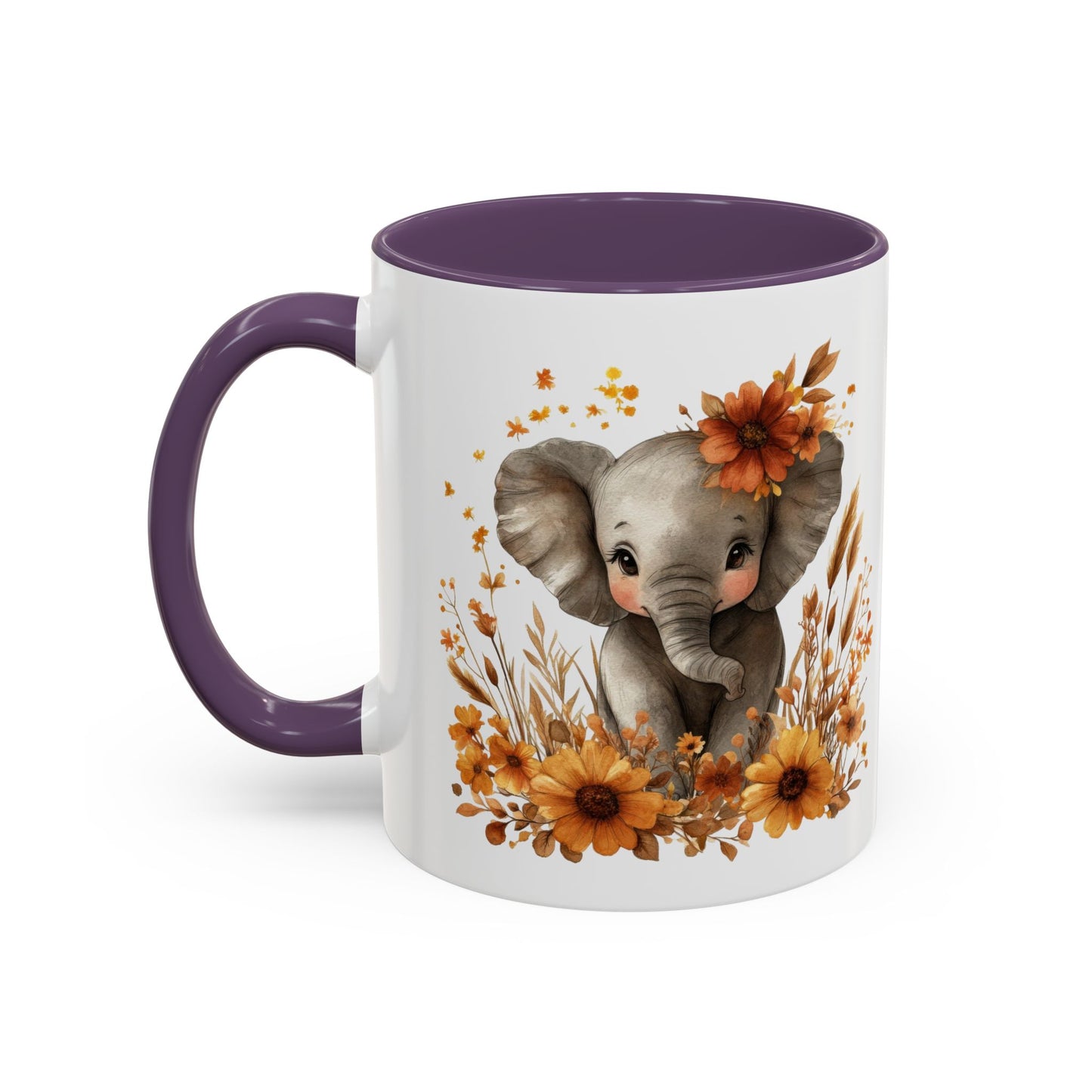 Adorable Elephant Floral Coffee Mug, Cute Animal Mug, Coffee Lover Gift, Kids Mug, Baby Shower Decor