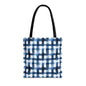 Blue Watercolor Plaid Tote Bag — Navy Check Pattern All-Over Print