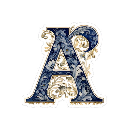 Ornate Floral Letter A Kiss-Cut Sticker — Vintage Monogram Laptop Decal