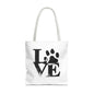 Love Paw Print Tote Bag, Pet Lover's Gift, Eco-Friendly Shopping Bag, Animal Rescue Fundraiser, Personalized Pet Tote