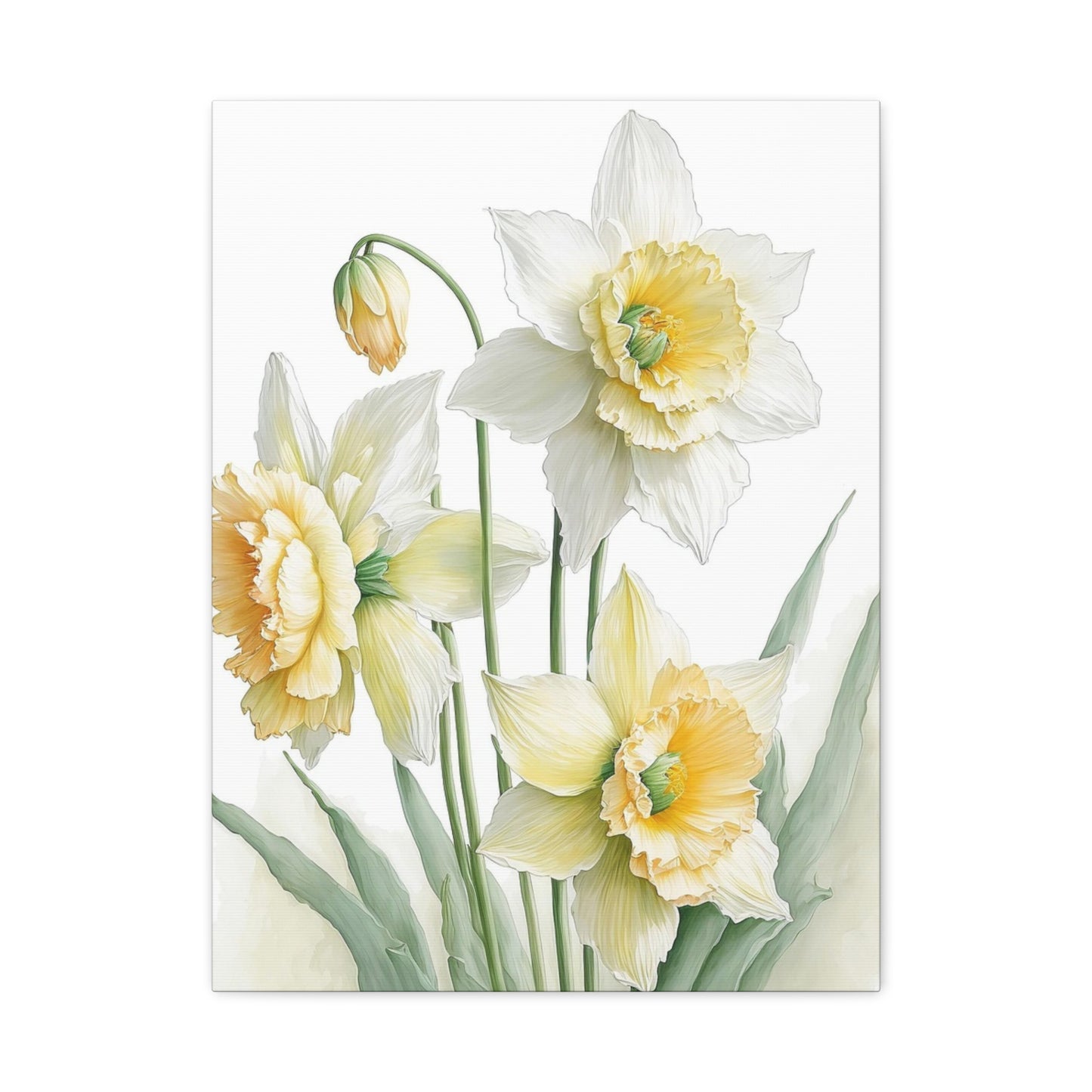 Matte Canvas, Stretched, 1.25" beautiful flowers white and yellow.