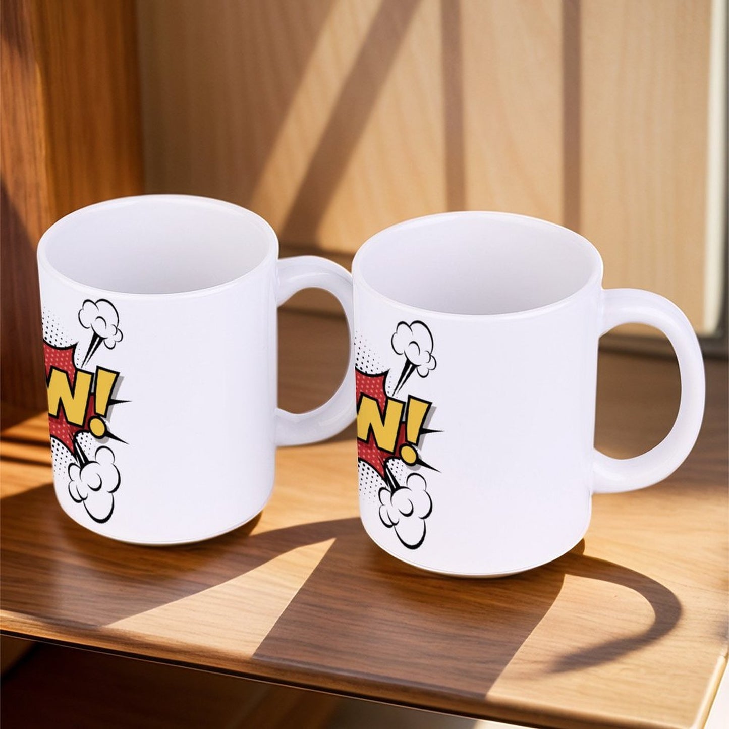 14oz White Ceramic Mug with Handle - POW