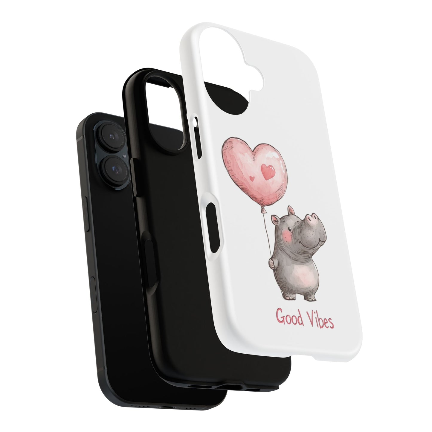 Cute Hippo Phone Case - Good Vibes Design, Animal Lover Gift, Fun Accessory, Birthday Present, Phone Accessories