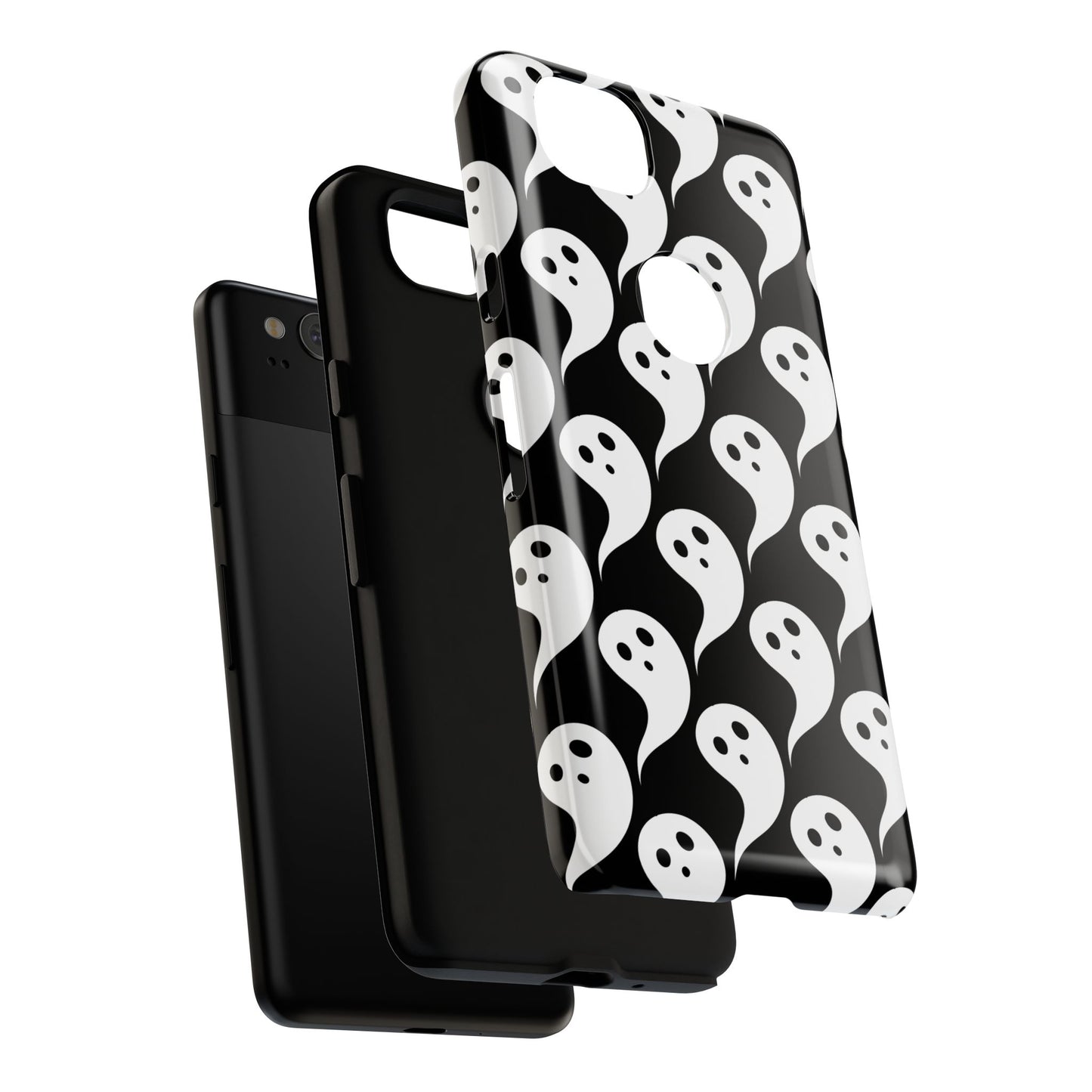 Ghost Pattern Phone Case, Cute Ghost Cell Phone Cover, Halloween Accessory, Spooky Gift, Black and White Phone Case
