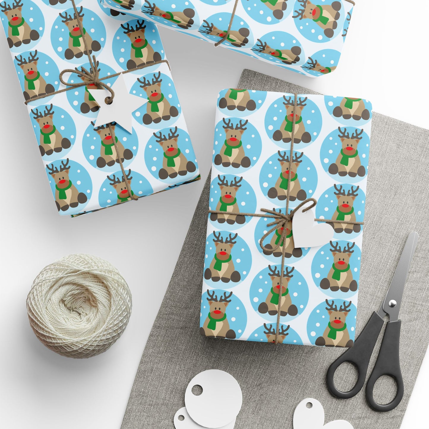 Wrapping Paper — Cheerful Reindeer Pattern Holiday Gift Wrap
