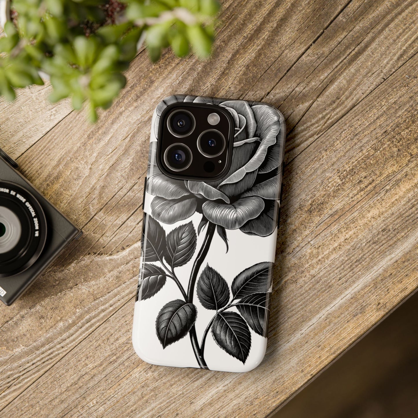 Elegant Floral Phone Case - Tough Cases, Black Rose Design, Floral Phone Cover, Stylish Phone Accessory, Gift for Her, Mother's Day