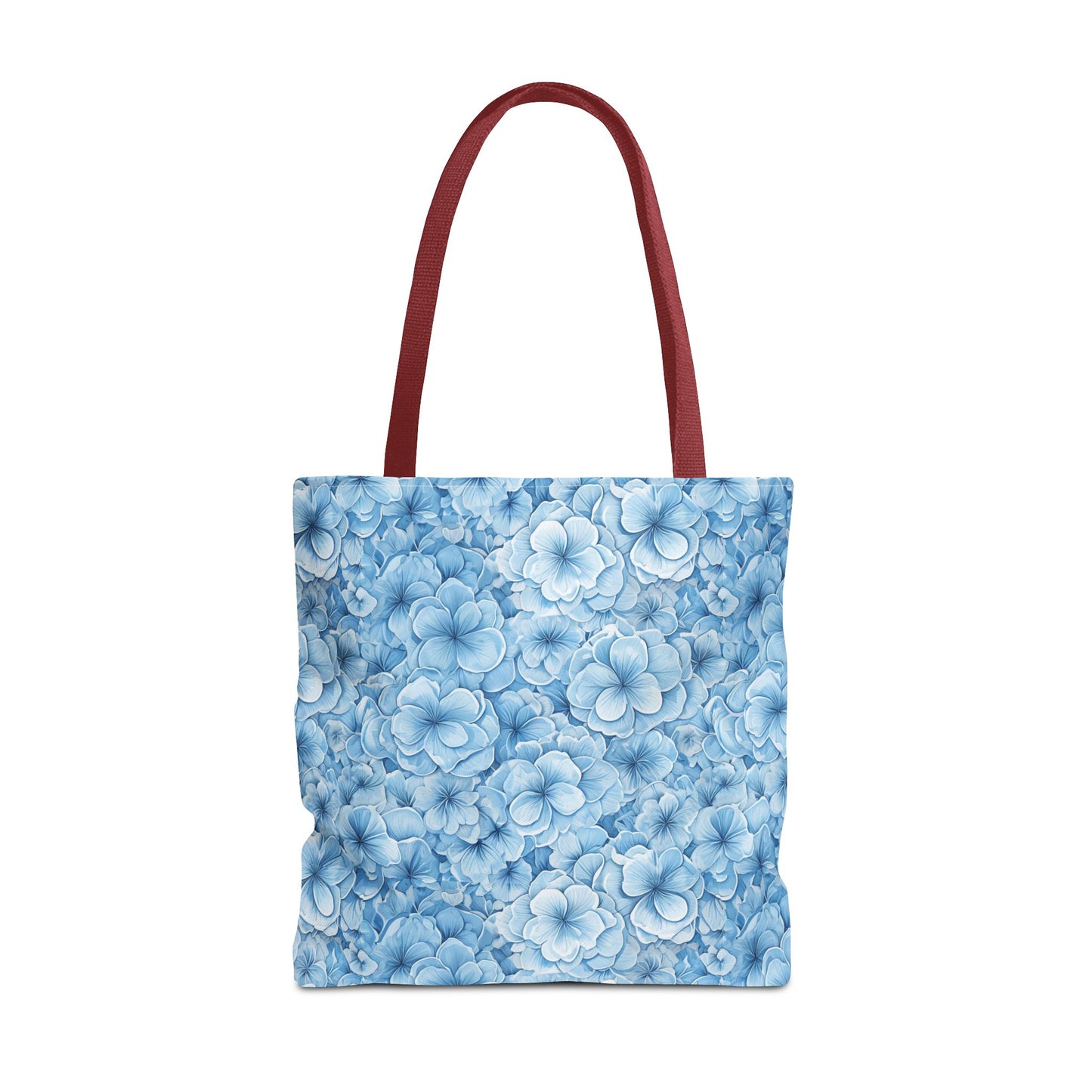 Blue Watercolor Floral Tote Bag — Reusable Flower Pattern Shopper